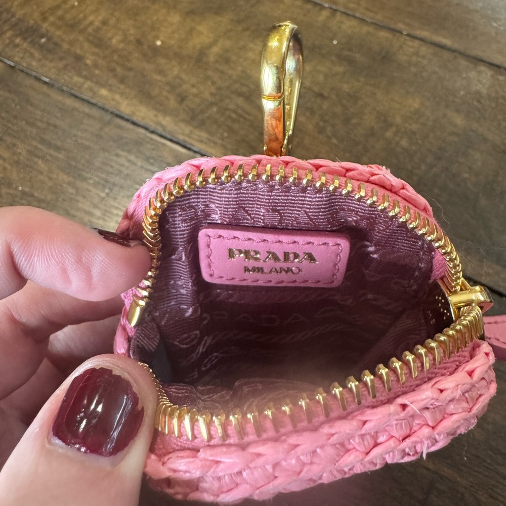 Prada Pink Woven Keychain Pouch - Picture 3 of 5